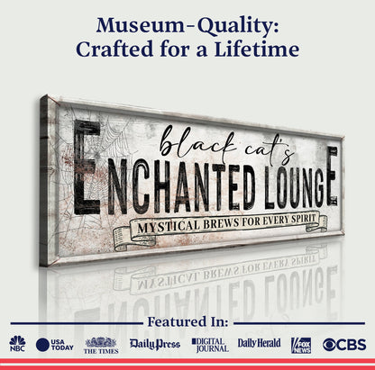 Canvas Black Cat's Enchanted Lounge Halloween Sign III Tailored Canvases vintage sign on Tampa Home & Garden Store