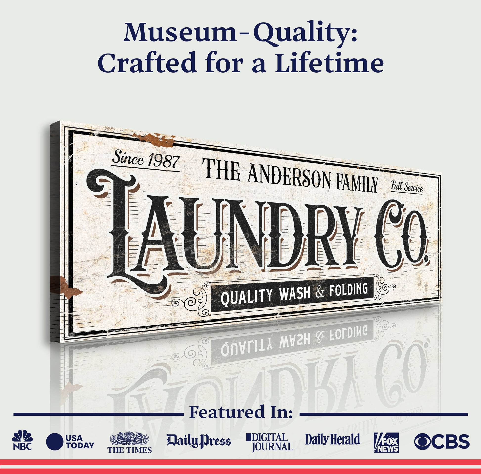 Canvas print The Laundry Room Sign VIII with vintage typography by Tailored Canvases on Tampa Home & Garden Store