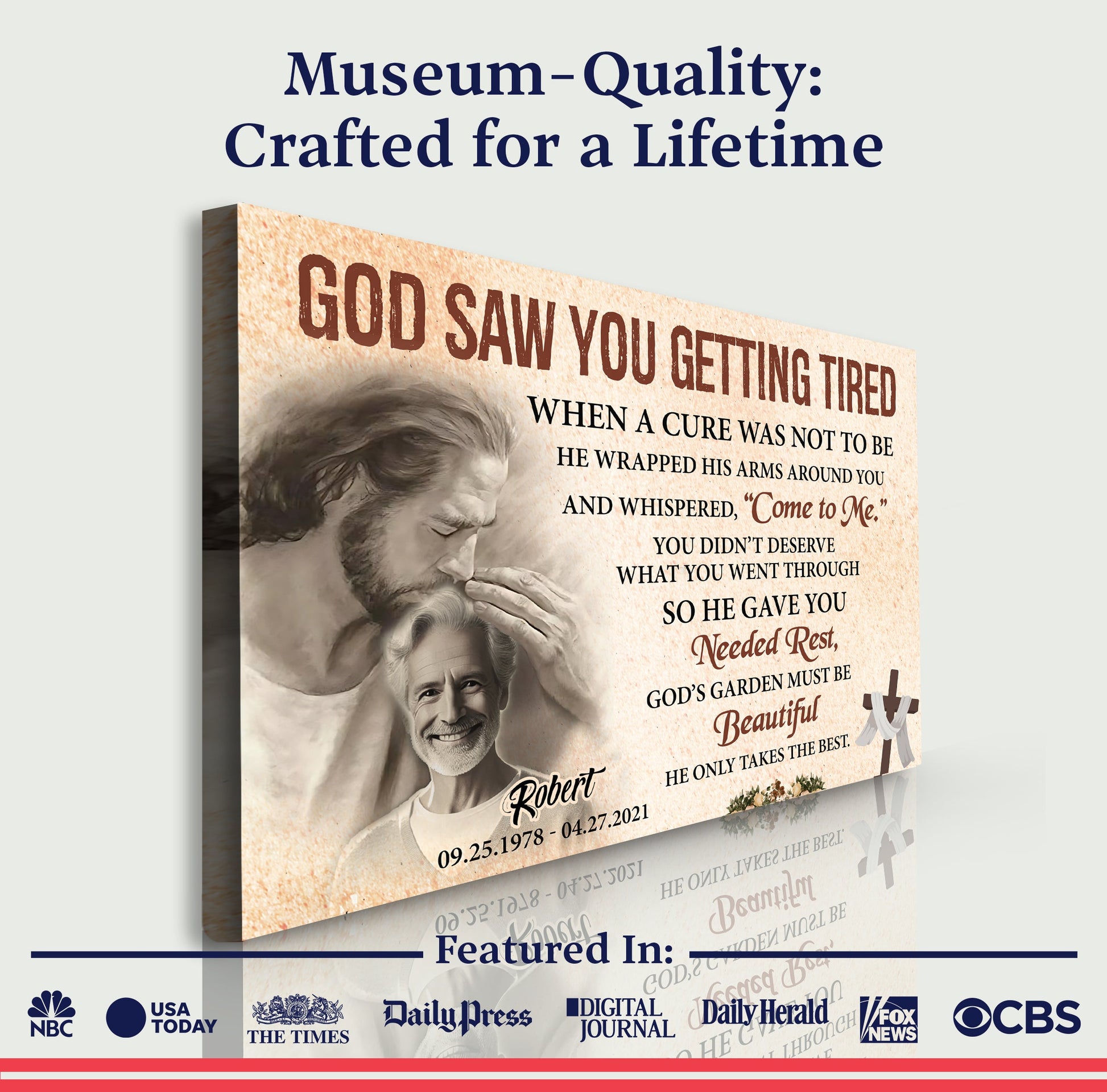 Personalized God Saw You Getting Tired Memorial Sign III canvas by Tailored Canvases, crafting canvas on Tampa Home & Garden Store