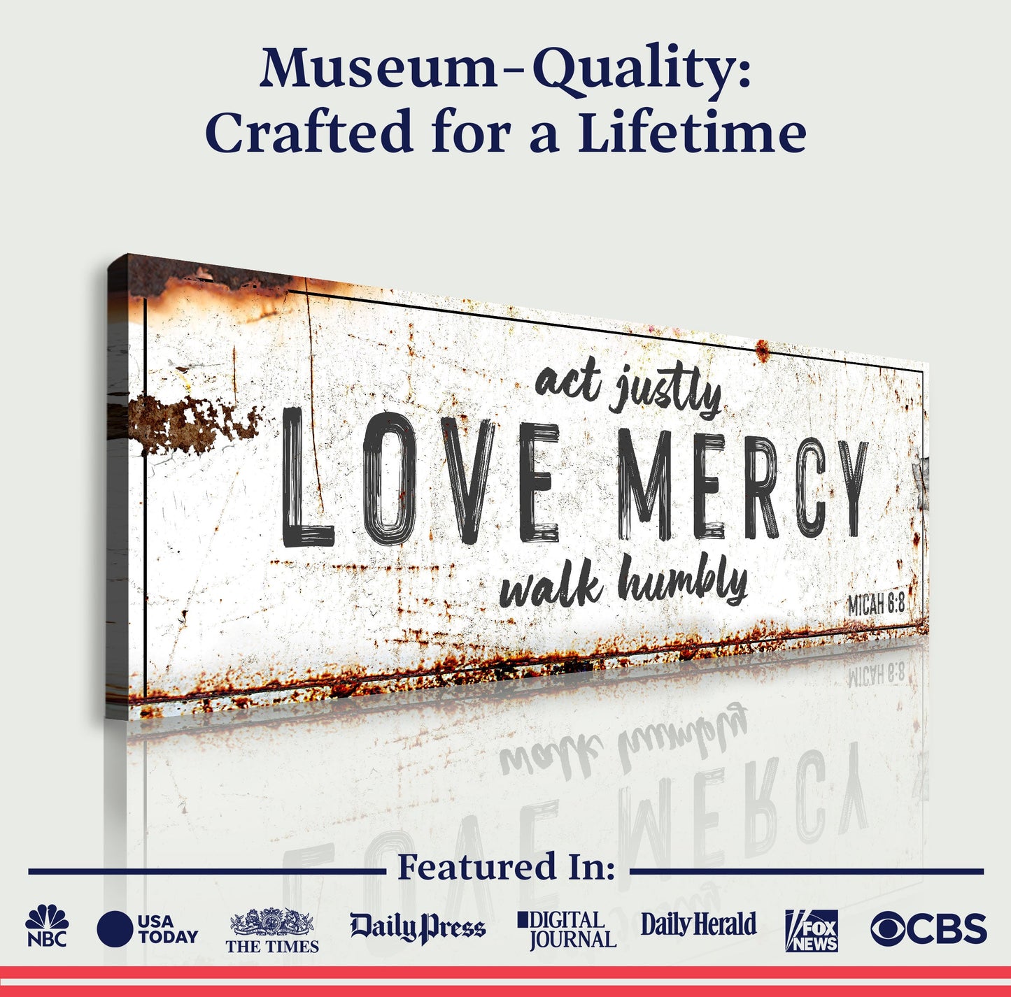 Tailored Canvases canvas sign white bold Act Justly Love Mercy Walk Humbly Faith on Tampa Home & Garden Store
