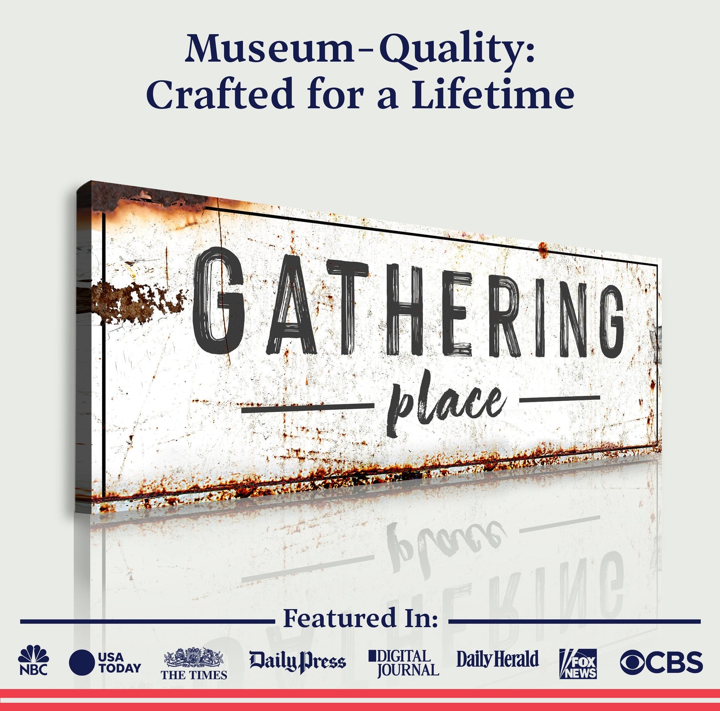 Family Gathering Place sign canvas wall art with rustic look Tailored Canvases on Tampa Home & Garden Store