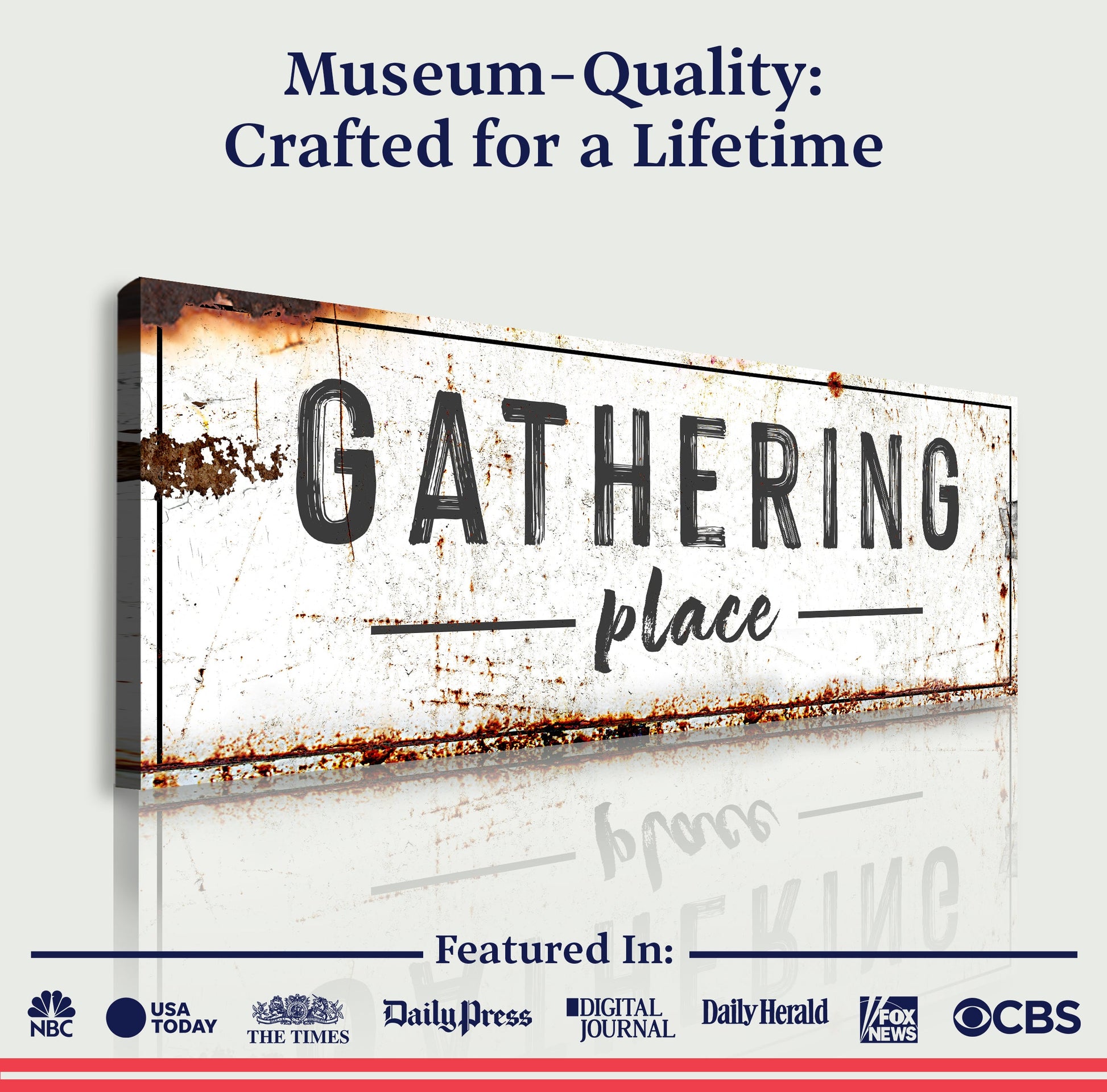 Family Gathering Place sign canvas wall art with rustic look Tailored Canvases on Tampa Home & Garden Store