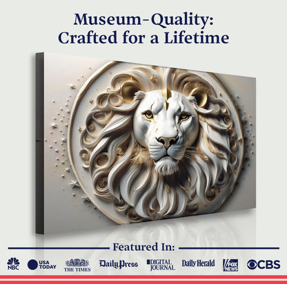 3D Majestic Lion Wall Art VI canvas by Tailored Canvases, golden lion on crafting canvas on Tampa Home & Garden Store