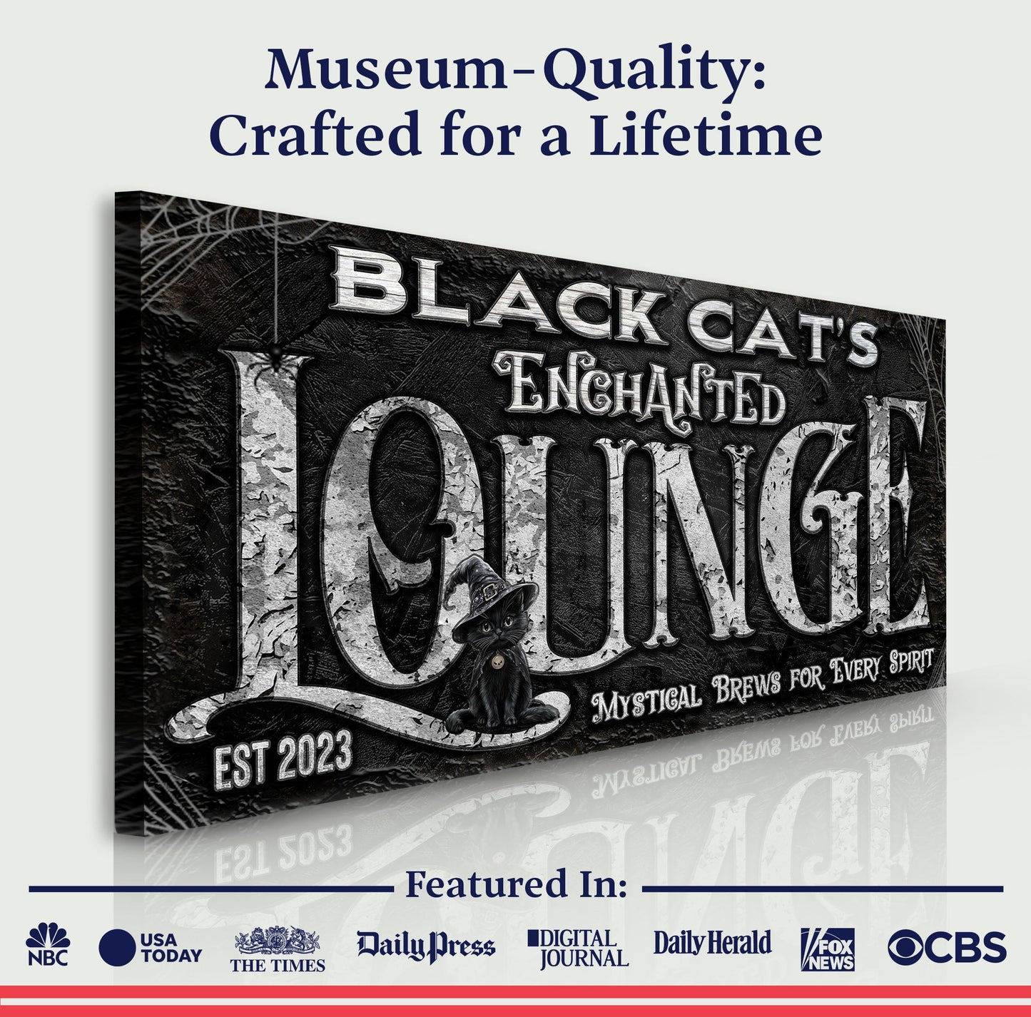 Canvas: Black Cat's Enchanted Halloween with lettering and black cats Tailored Canvases on Tampa Home & Garden Store