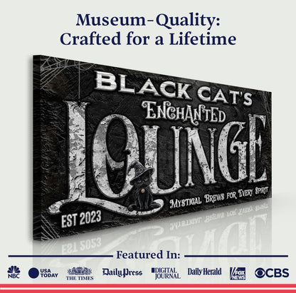 Canvas: Black Cat's Enchanted Halloween with lettering and black cats Tailored Canvases on Tampa Home & Garden Store