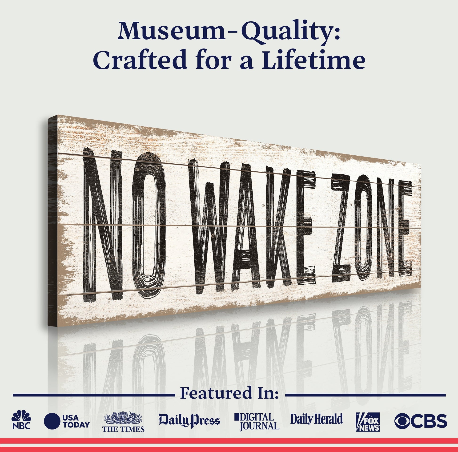 No Wake Zone canvas sign XVII, distressed wood-texture crafting canvas by Tailored Canvases on Tampa Home & Garden Store