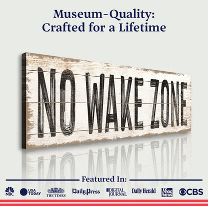 No Wake Zone canvas sign XVII, distressed wood-texture crafting canvas by Tailored Canvases on Tampa Home & Garden Store