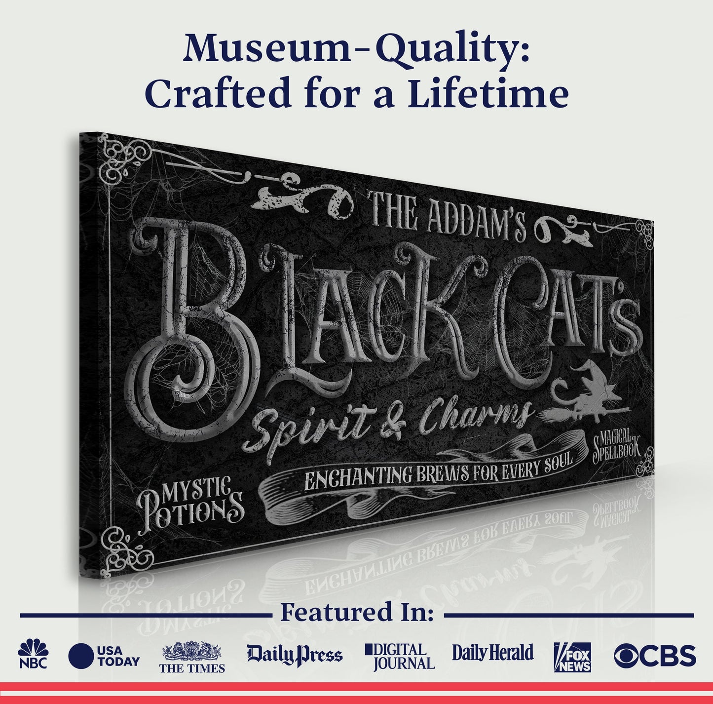 Canvas sign Black Cat’s Spirits & Charms Bar Halloween Sign II Tailored Canvases on Tampa Home & Garden Store