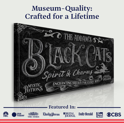 Canvas sign Black Cat’s Spirits & Charms Bar Halloween Sign II Tailored Canvases on Tampa Home & Garden Store