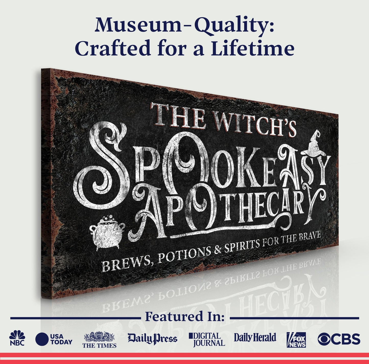 Canvas The Bewitched Speakeasy Bar Halloween Sign with distressed texture by Tailored Canvases on Tampa Home & Garden Store