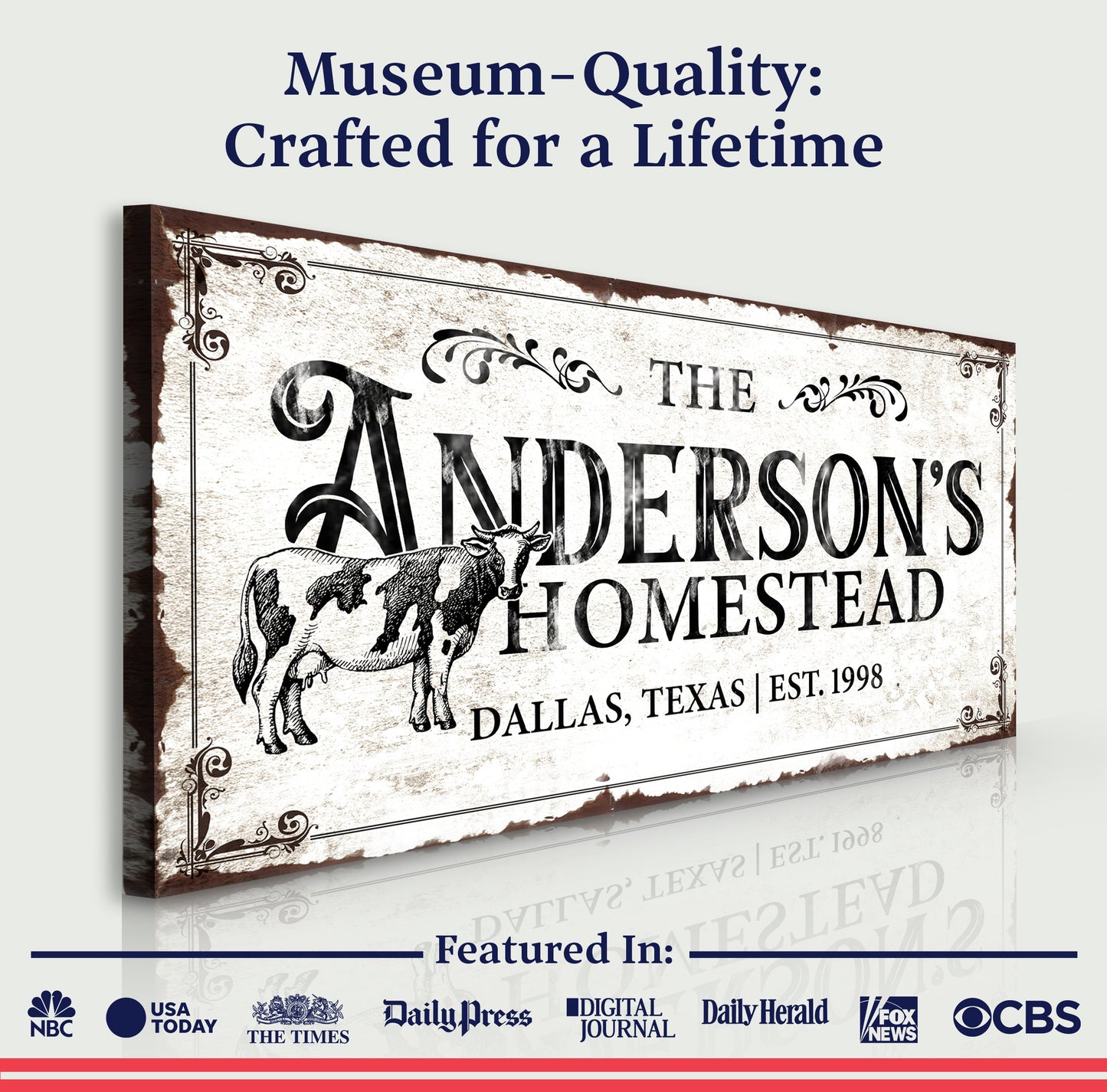 Homestead Sign IX canvas with distressed parchment finish and border by Tailored Canvases on Tampa Home & Garden Store