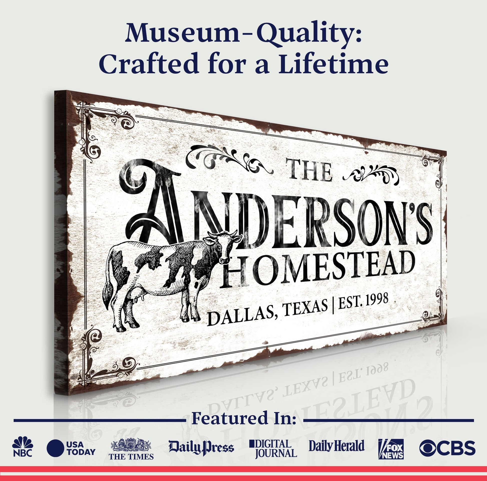 Homestead Sign IX canvas with distressed parchment finish and border by Tailored Canvases on Tampa Home & Garden Store
