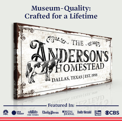Homestead Sign IX canvas with distressed parchment finish and border by Tailored Canvases on Tampa Home & Garden Store