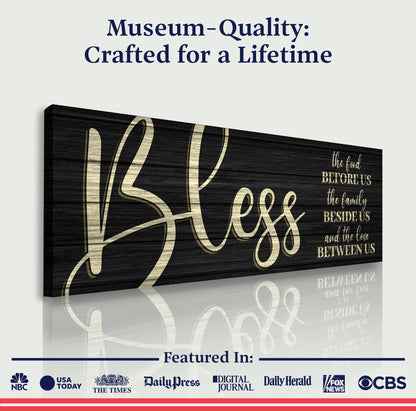Bless Food Before Us And Love Between Us Sign VI canvas black with gold Tailored Canvases on Tampa Home & Garden Store