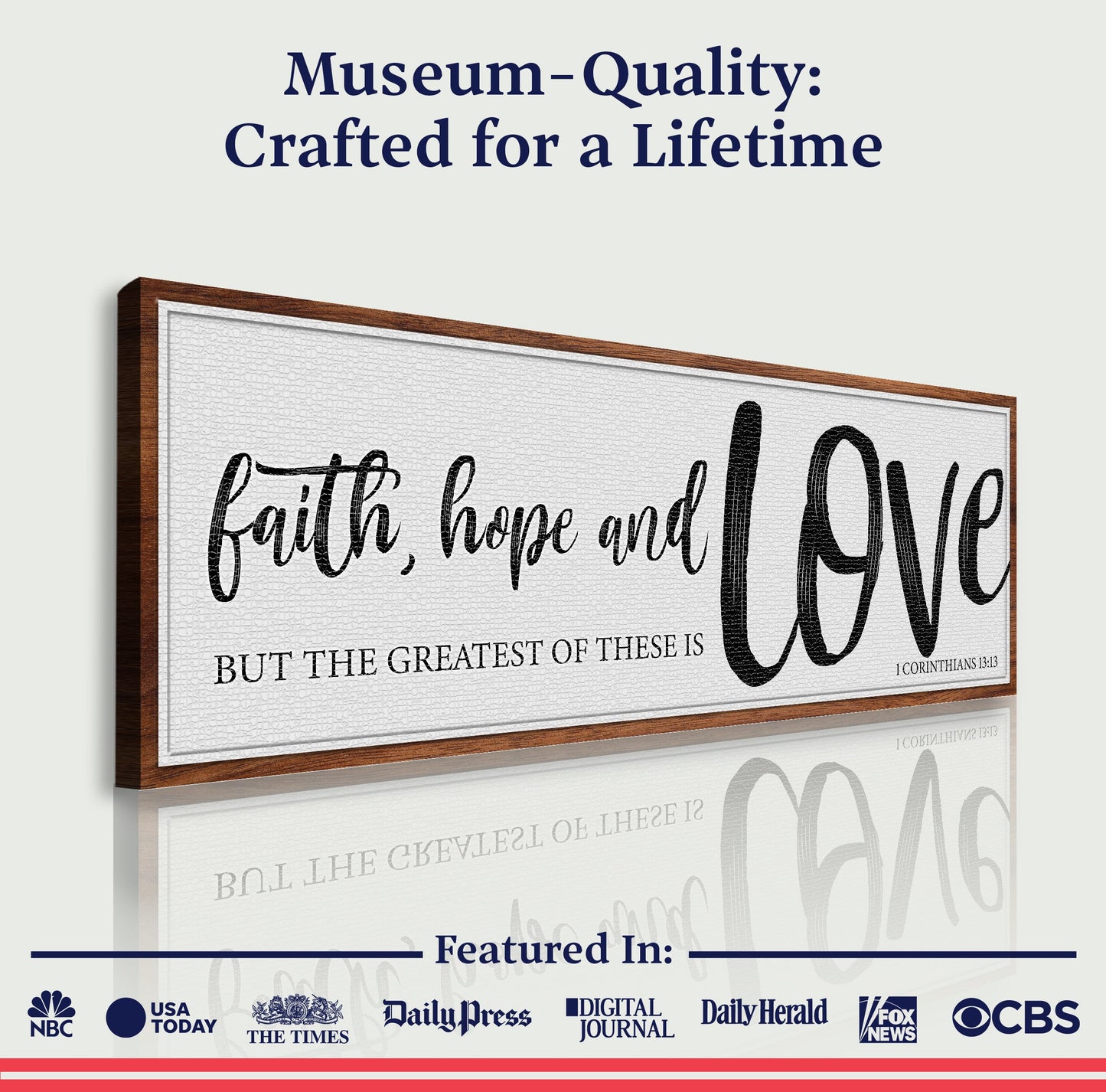 Faith Hope And Love canvas sign II crafting canvas Tailored Canvases black script on Tampa Home & Garden Store