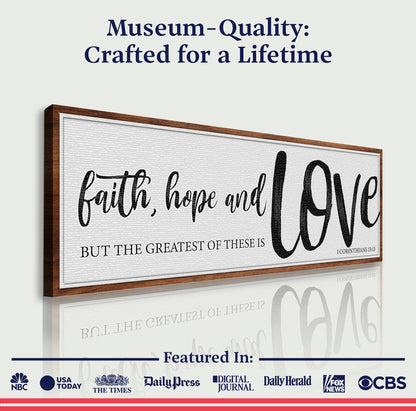 Faith Hope And Love canvas sign II crafting canvas Tailored Canvases black script on Tampa Home & Garden Store