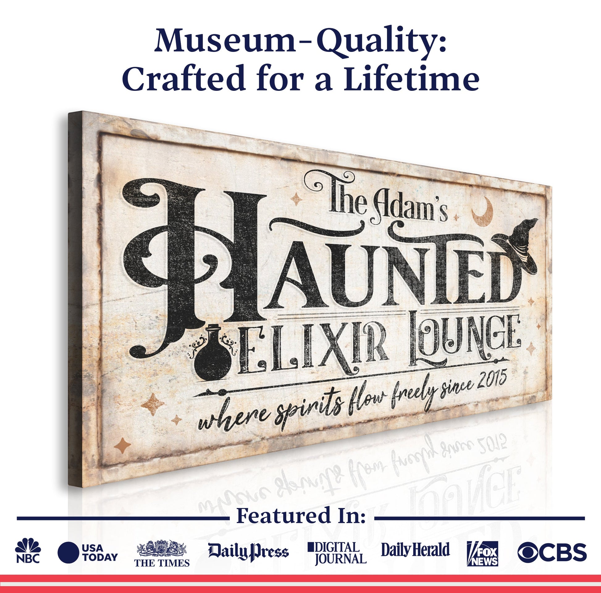 Canvas The Haunted Elixir Lounge Halloween Sign II by Tailored Canvases with newspaper art on Tampa Home & Garden Store