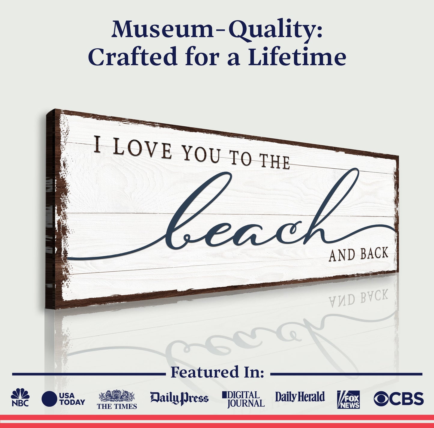 Love You To The Beach And Back canvas sign, distressed white wood, Tailored Canvases crafting canvas on Tampa Home & Garden Store