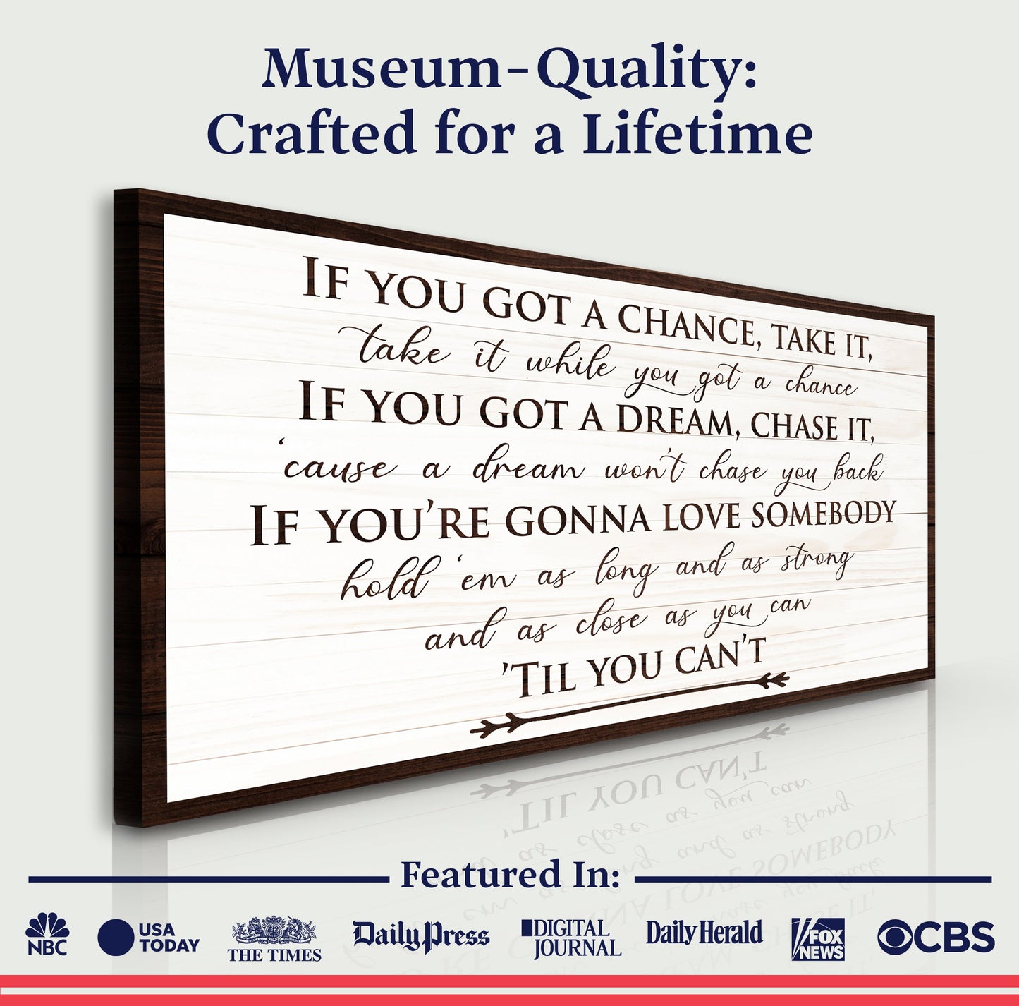 If You Got A Dream Bedroom Sign II canvas with dark wood frame by Tailored Canvases on Tampa Home & Garden Store