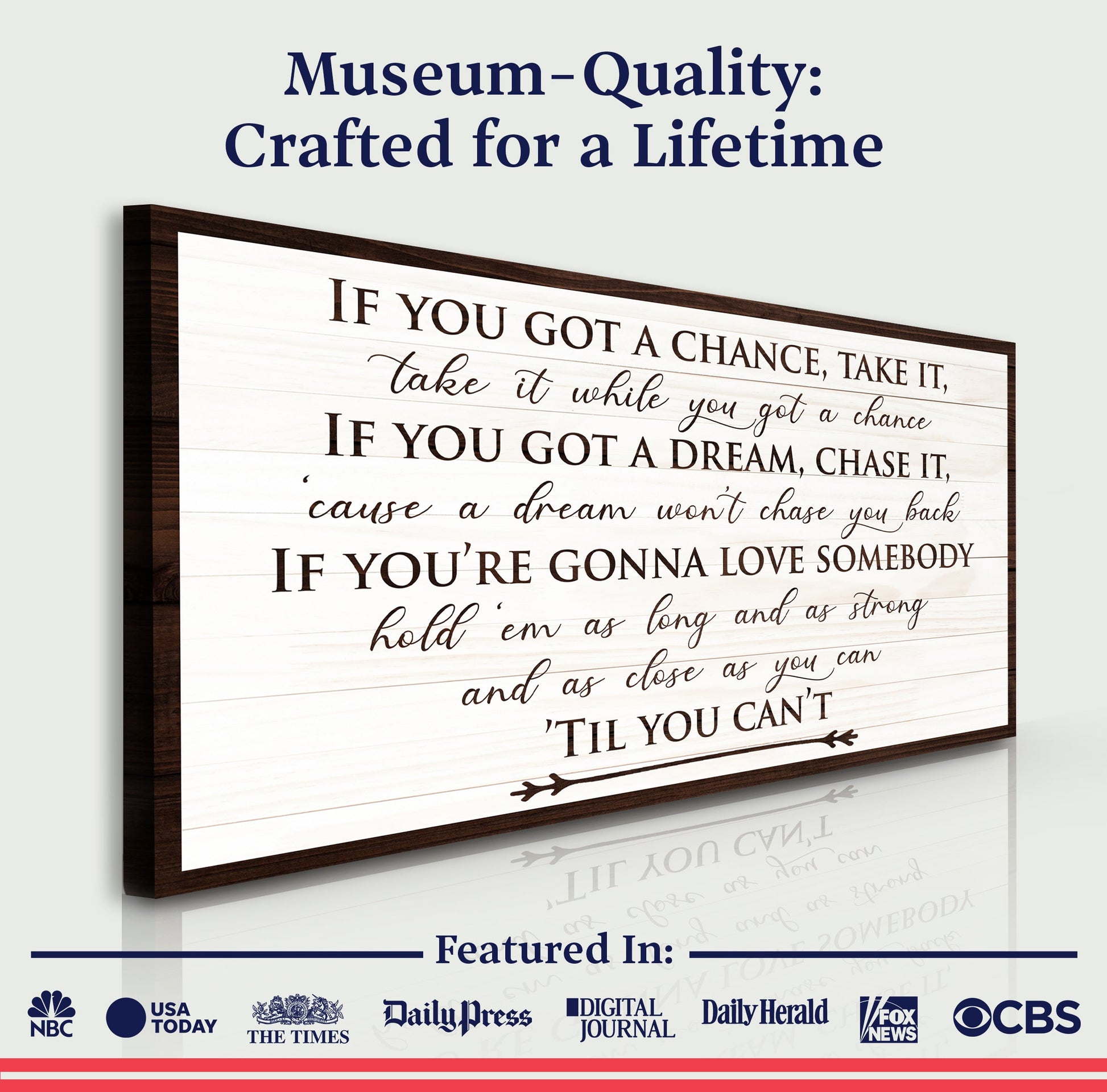 If You Got A Dream Bedroom Sign II canvas with dark wood frame by Tailored Canvases on Tampa Home & Garden Store