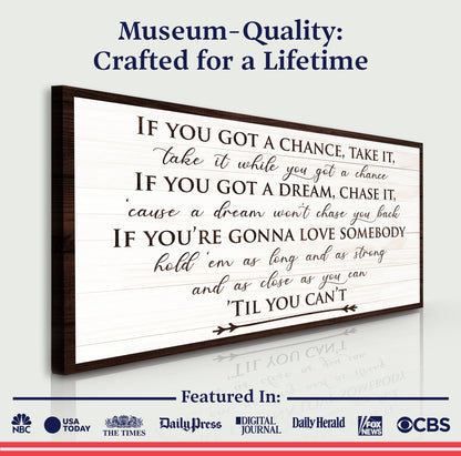 If You Got A Dream Bedroom Sign II canvas with dark wood frame by Tailored Canvases on Tampa Home & Garden Store