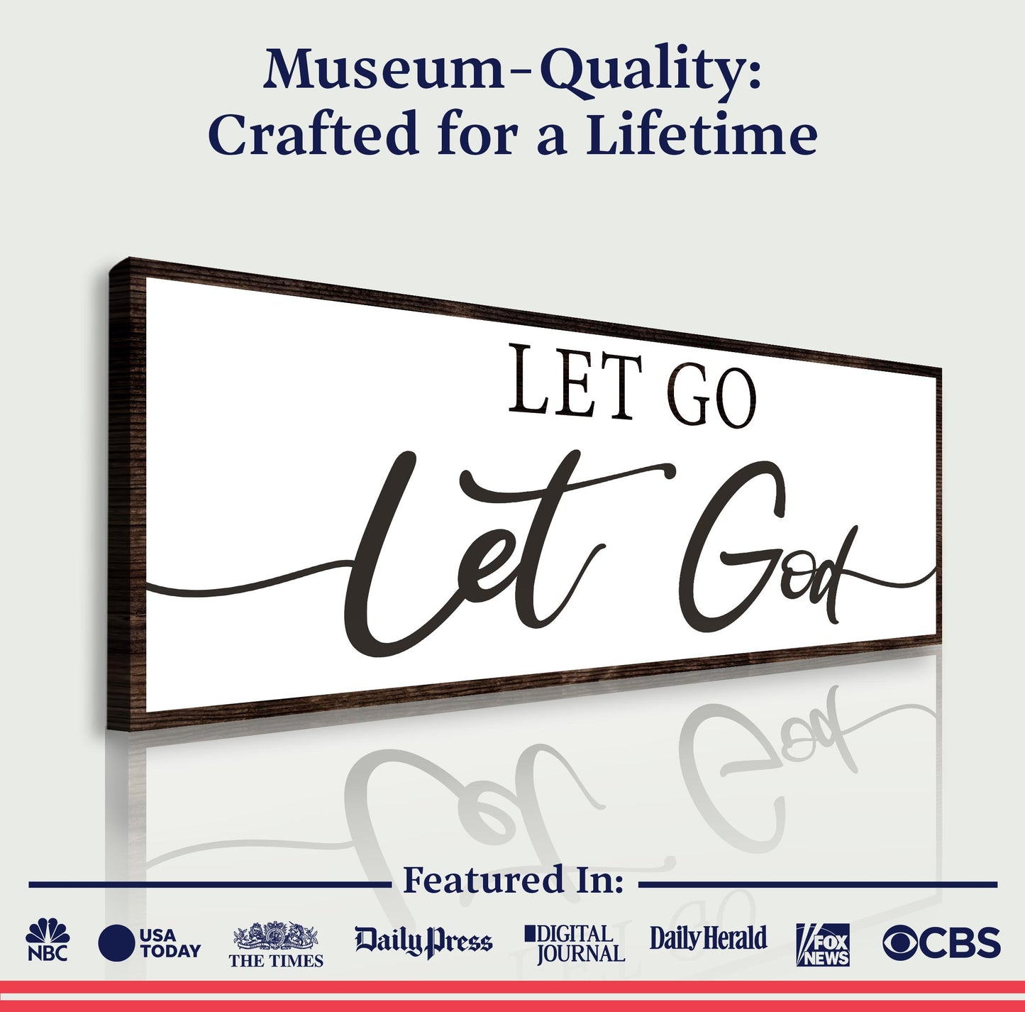 Let Go Let God canvas sign by Tailored Canvases, framed crafting canvas with wood frame on Tampa Home & Garden Store