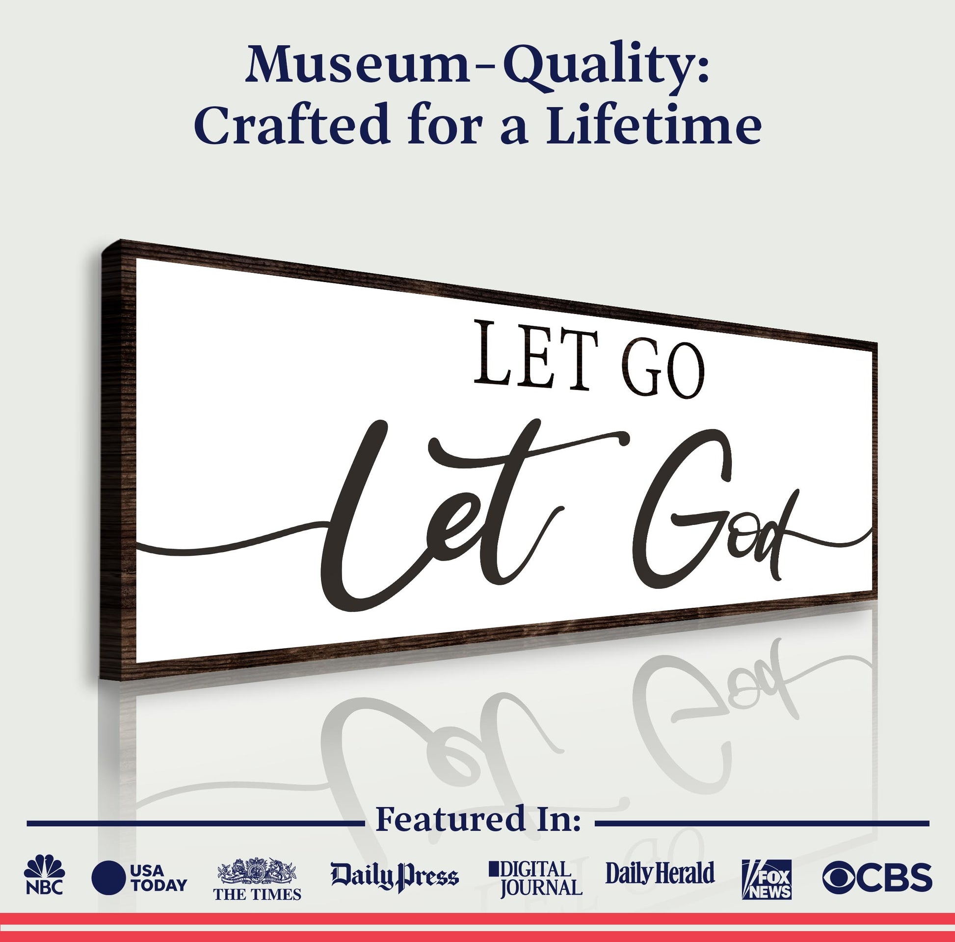 Let Go Let God canvas sign by Tailored Canvases, framed crafting canvas with wood frame on Tampa Home & Garden Store