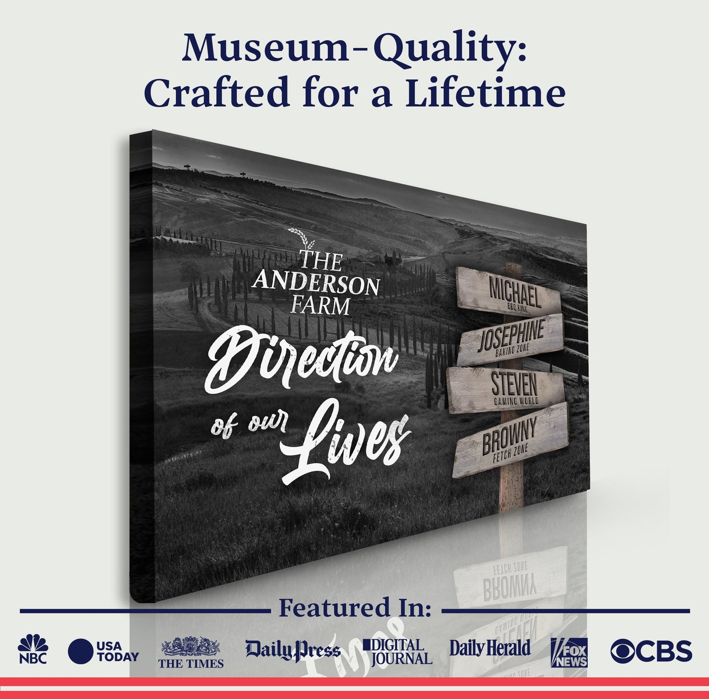 Canvas Direction Of Our Lives Family Farm Names Sign by Tailored Canvases; rustic name boards on Tampa Home & Garden Store
