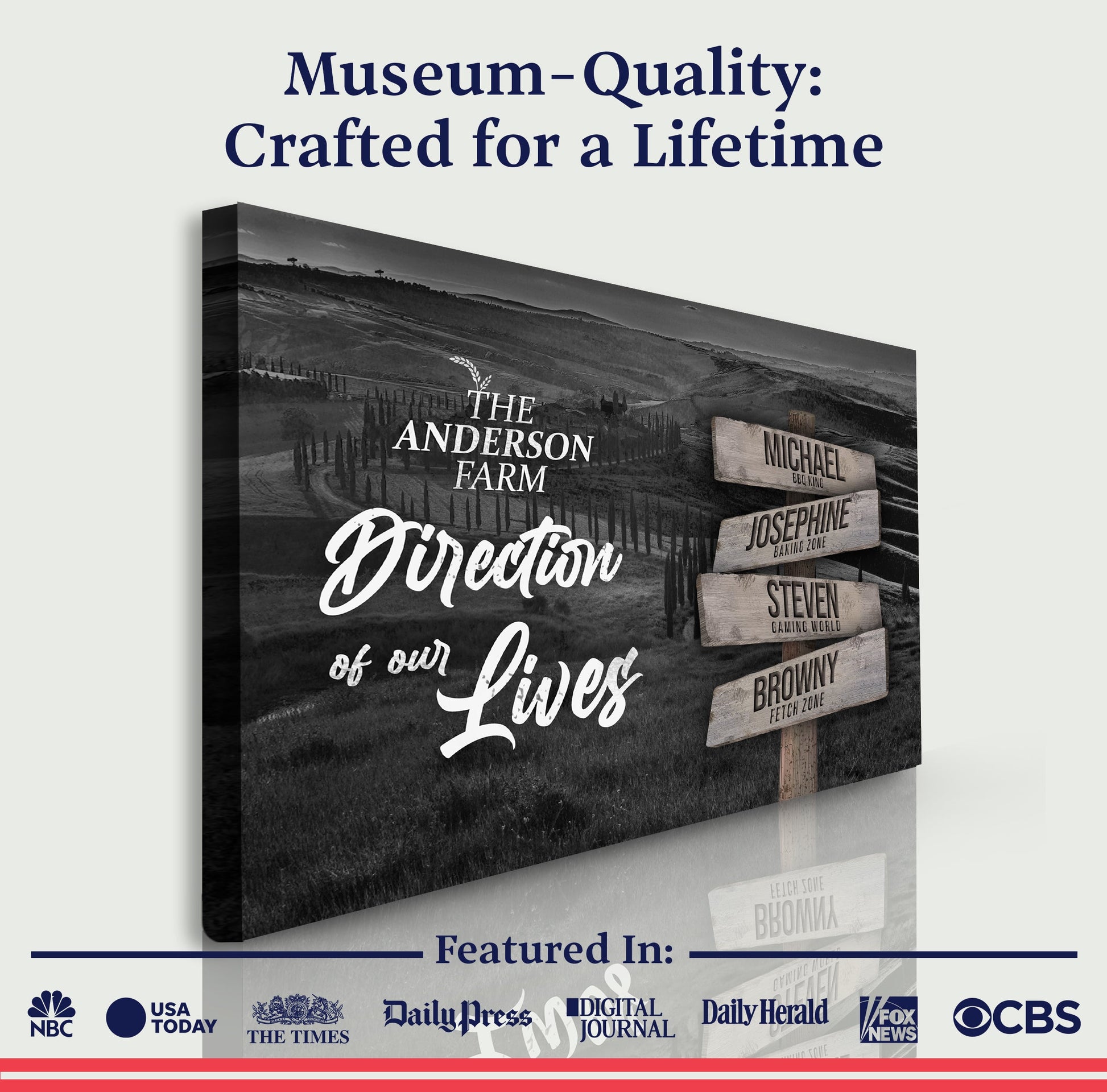 Canvas Direction Of Our Lives Family Farm Names Sign by Tailored Canvases; rustic name boards on Tampa Home & Garden Store