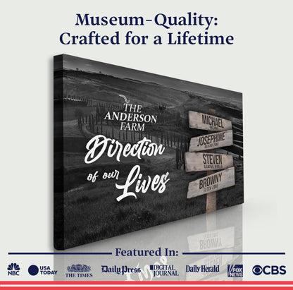 Canvas Direction Of Our Lives Family Farm Names Sign by Tailored Canvases; rustic name boards on Tampa Home & Garden Store