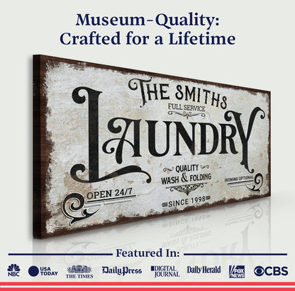 Canvas The Laundry Room Sign VII by Tailored Canvases; vintage distressed laundry sign on Tampa Home & Garden Store