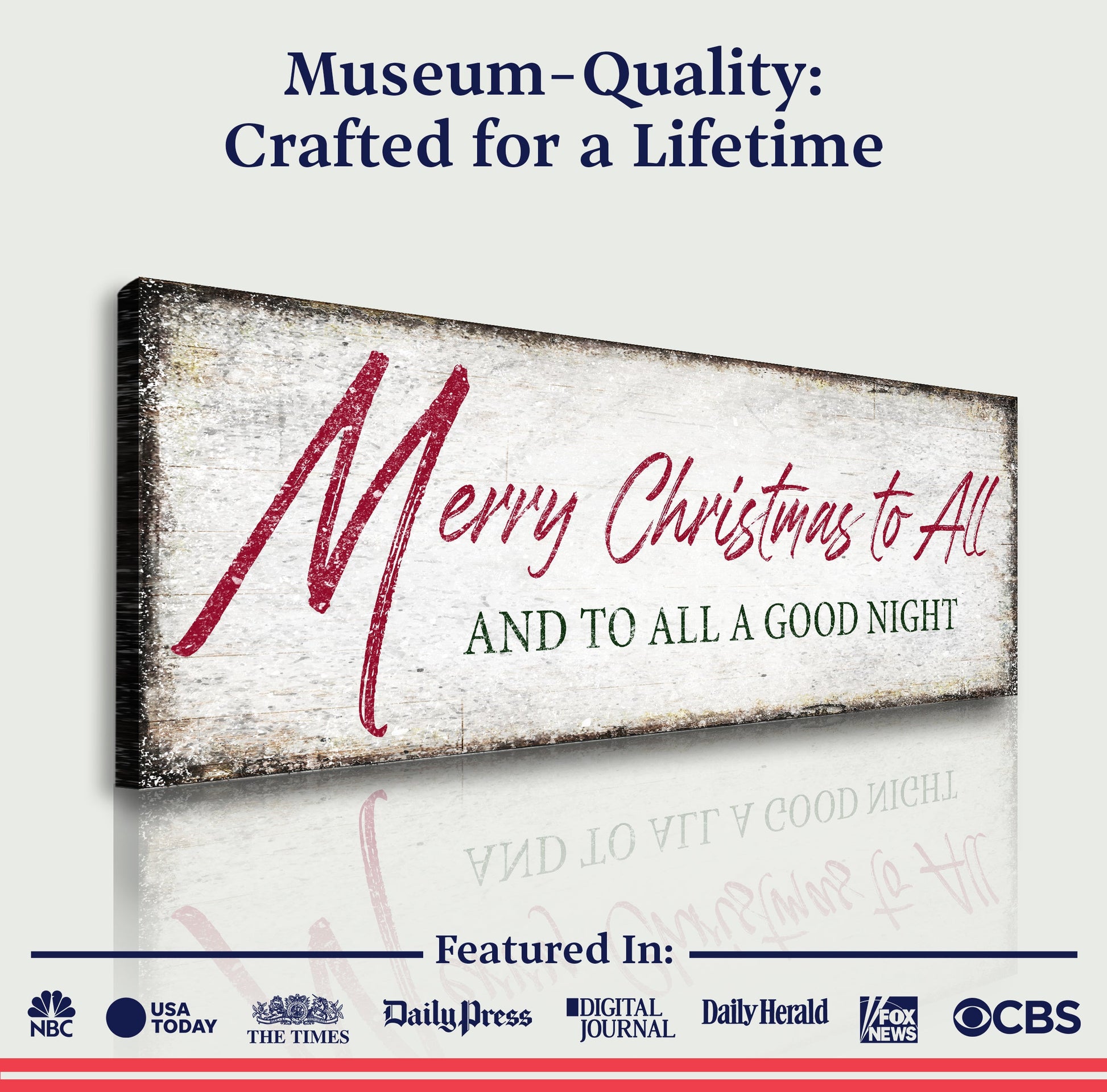 Tailored Canvases Merry Christmas To All And Goodnight Sign III canvas with red script on Tampa Home & Garden Store