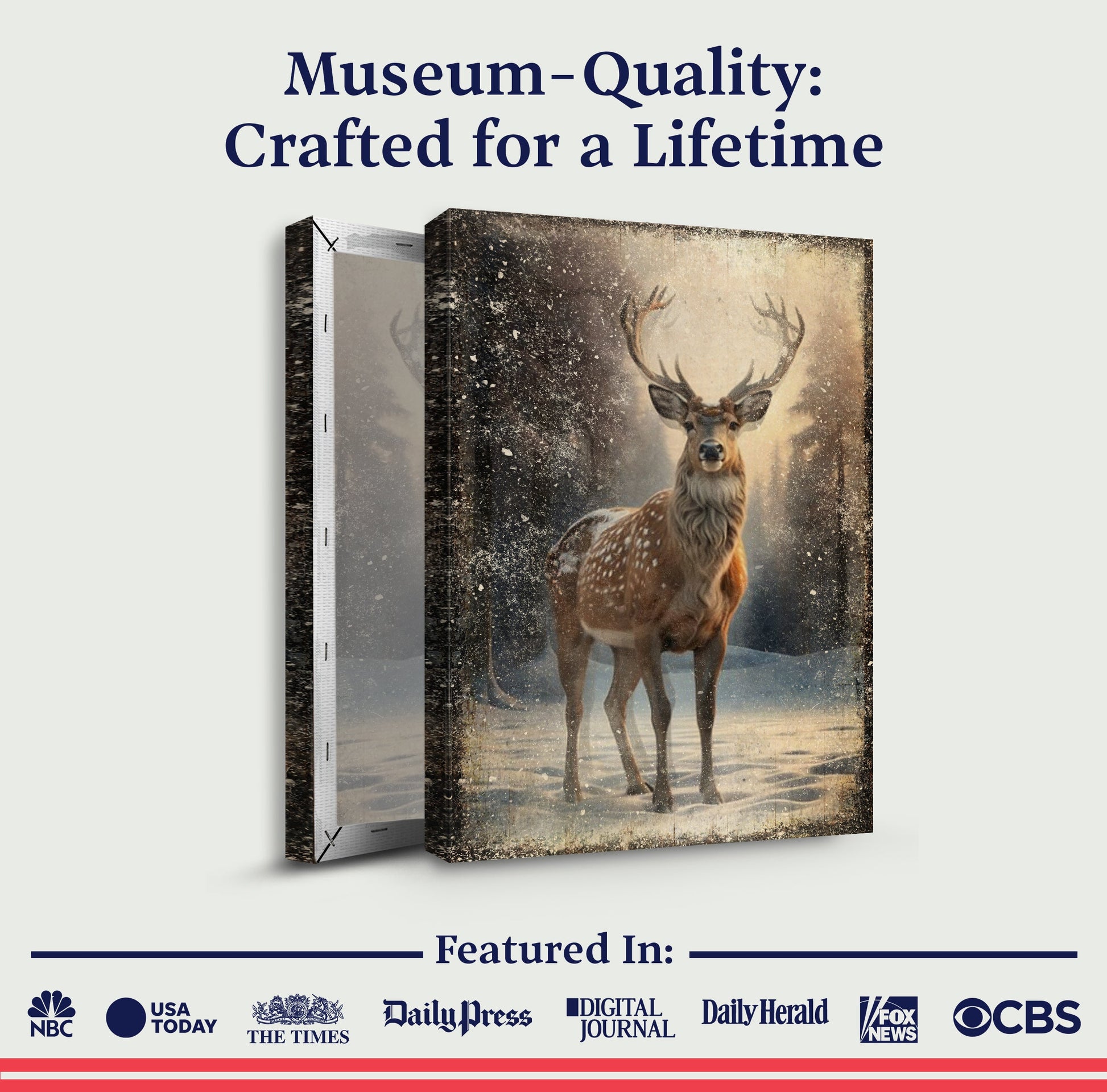 Vintage Winter Deer Christmas Wall Art IV canvas by Tailored Canvases; 3-panel deer scene on Tampa Home & Garden Store