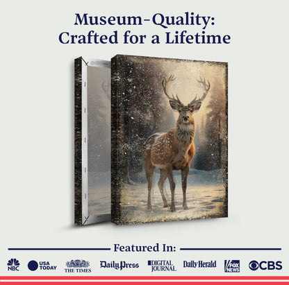 Vintage Winter Deer Christmas Wall Art IV canvas by Tailored Canvases; 3-panel deer scene on Tampa Home & Garden Store