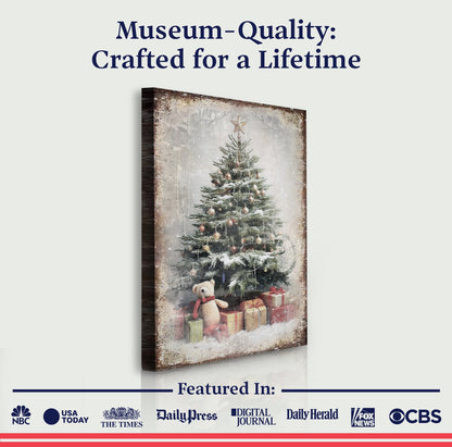Vintage Christmas Tree With Gifts Wall Art II Canvas by Tailored Canvases, rustic border on Tampa Home & Garden Store