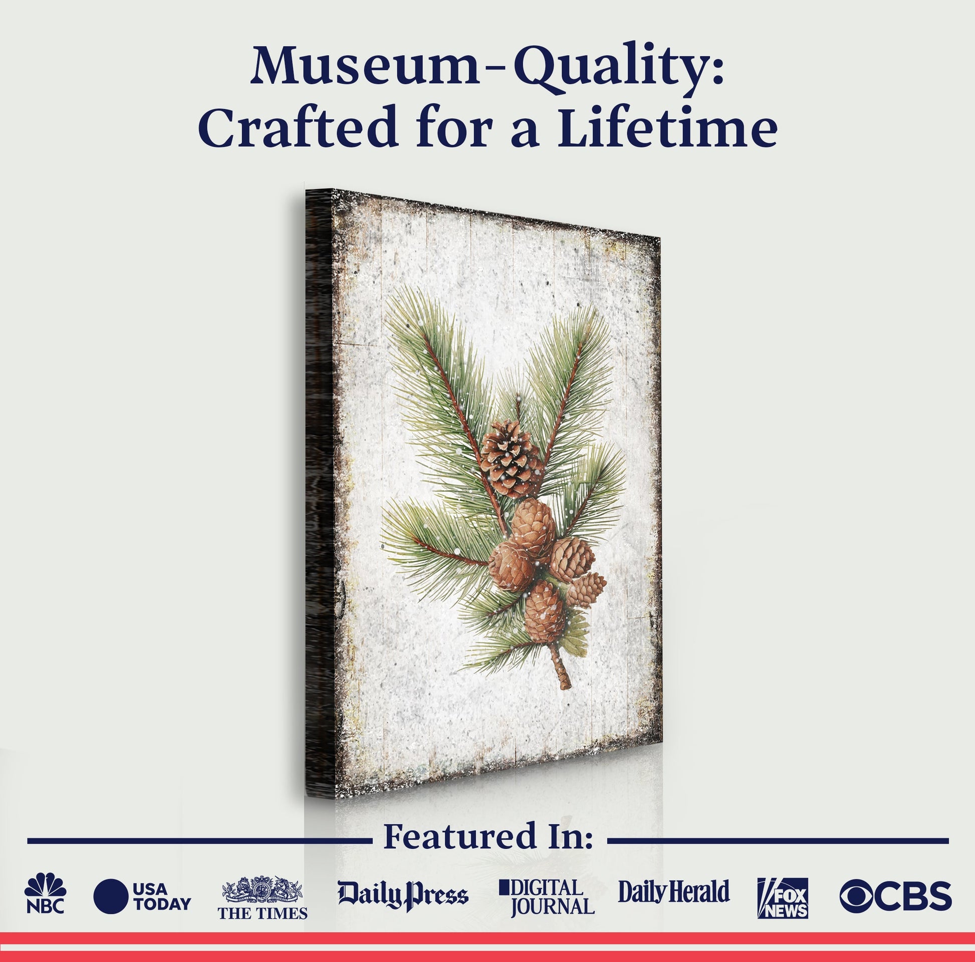 Vintage Winter Pine Cone Christmas Wall Art IV canvas by Tailored Canvases with pine cones on Tampa Home & Garden Store