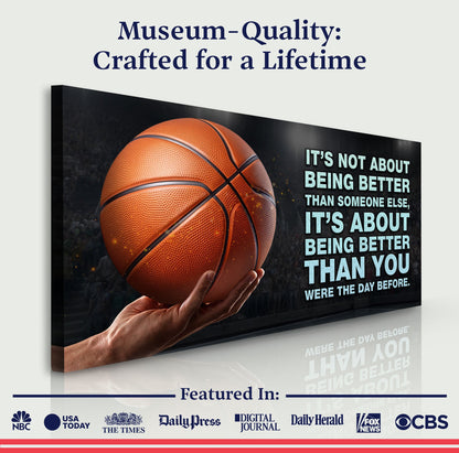 It's Not About Being Better sports quote canvas sign, basketball graphic, Tailored Canvases on Tampa Home & Garden Store
