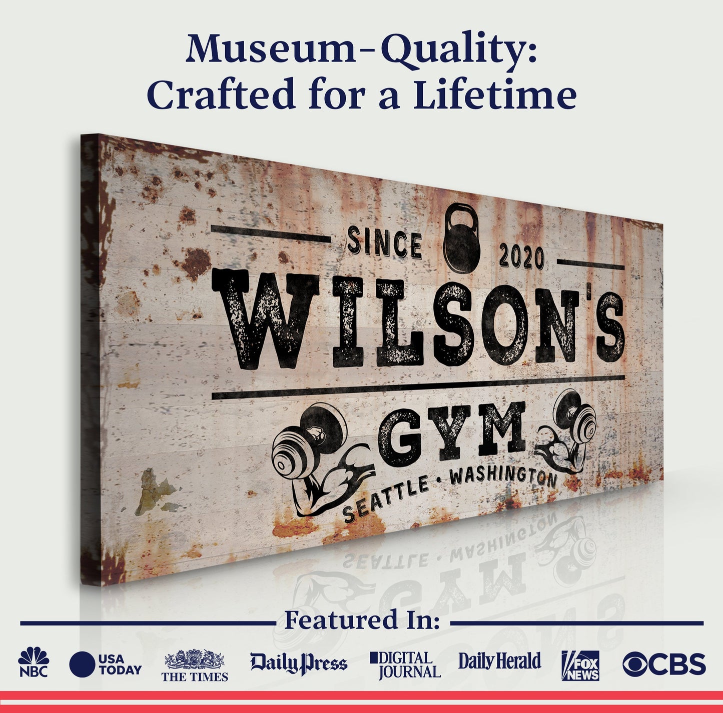 Gym Sign VI canvas by Tailored Canvases, distressed weathered vintage gym sign on Tampa Home & Garden Store