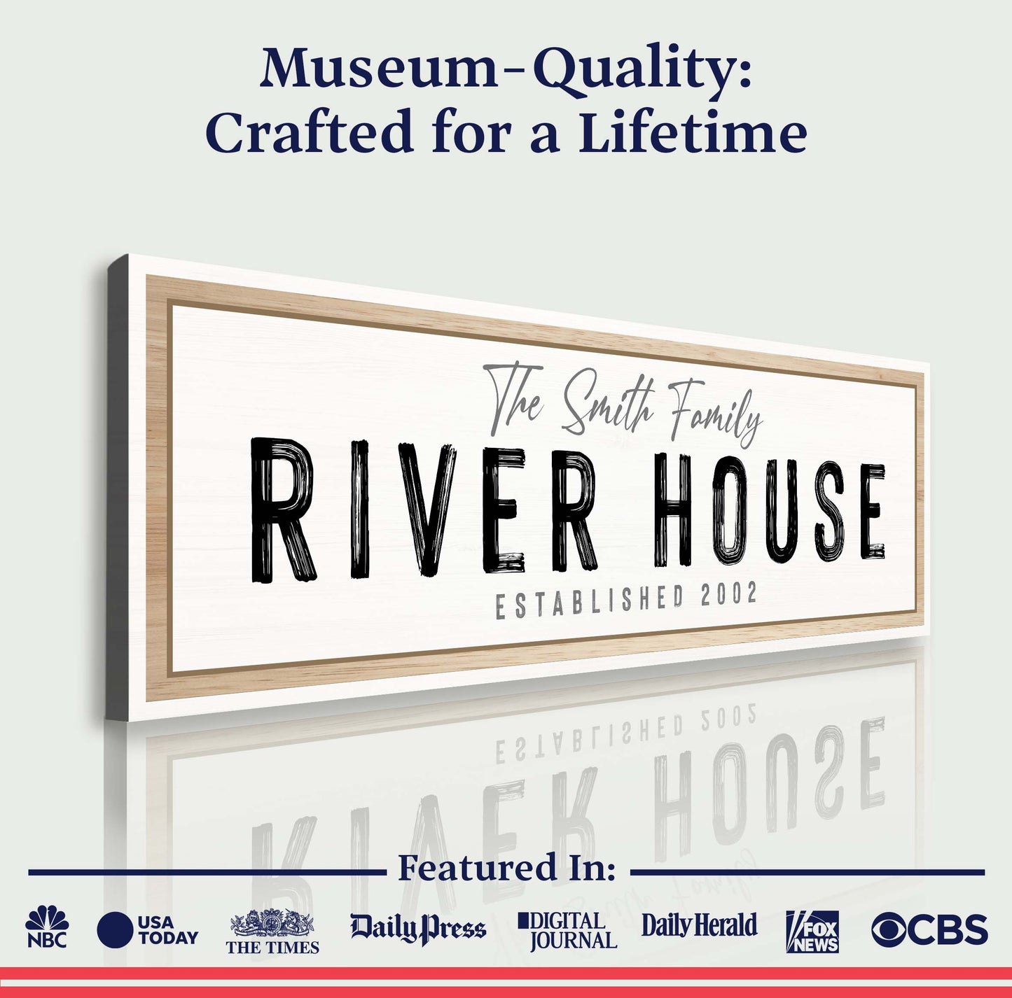 River House Sign canvas by Tailored Canvases; wood framed sign with large distressed letters on Tampa Home & Garden Store