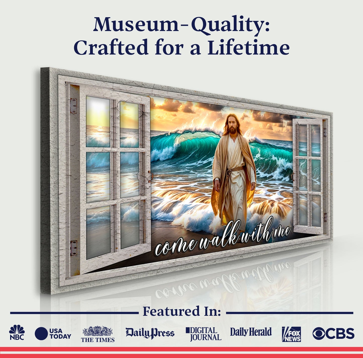 Come Walk With Me Faith Sign IV canvas Tailored Canvases wall art with ocean waves on Tampa Home & Garden Store