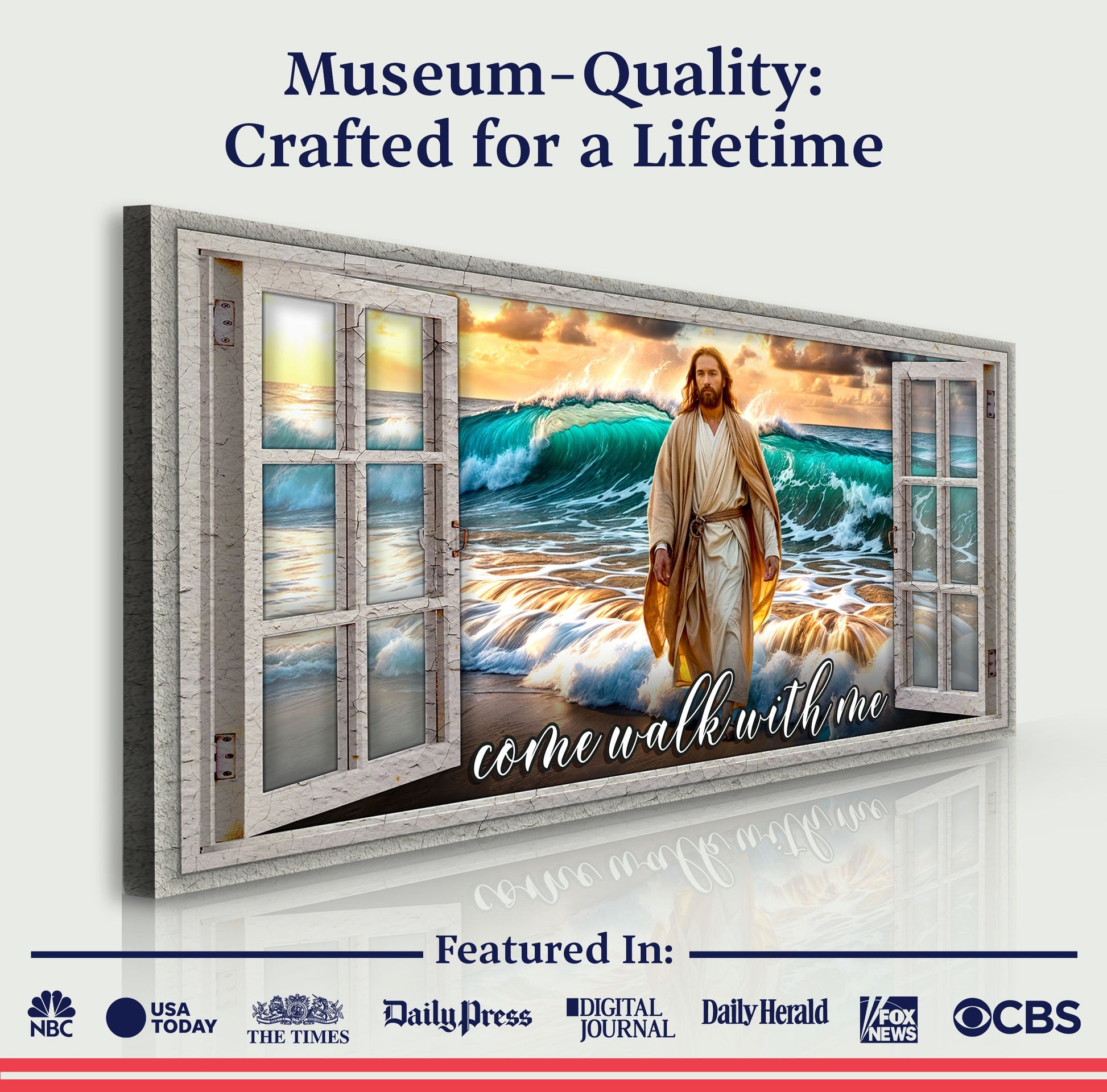 Come Walk With Me Faith Sign IV canvas Tailored Canvases wall art with ocean waves on Tampa Home & Garden Store