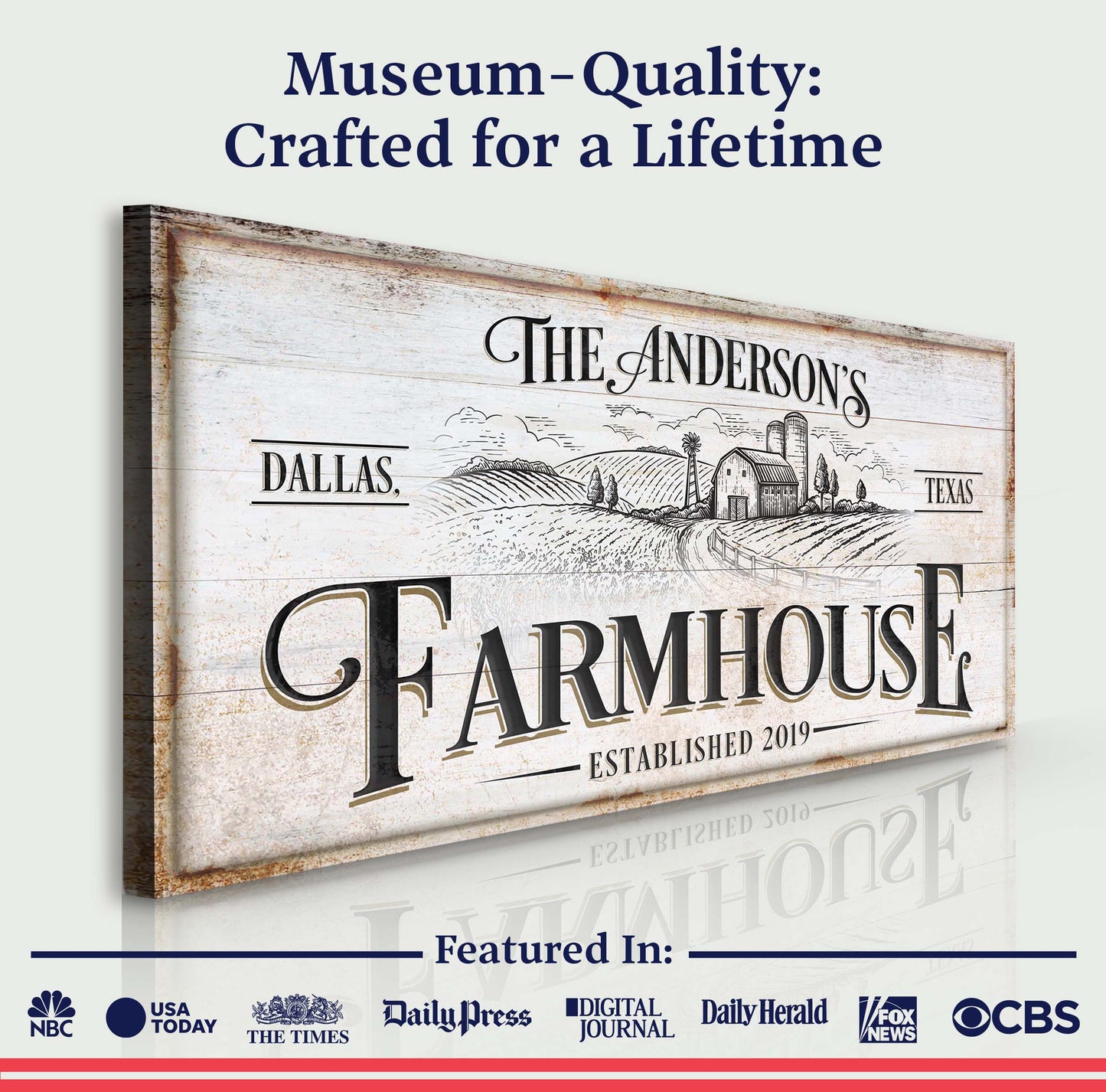 Crafting Canvas sign by Tailored Canvases; rustic farmhouse style with vintage typography on Tampa Home & Garden Store