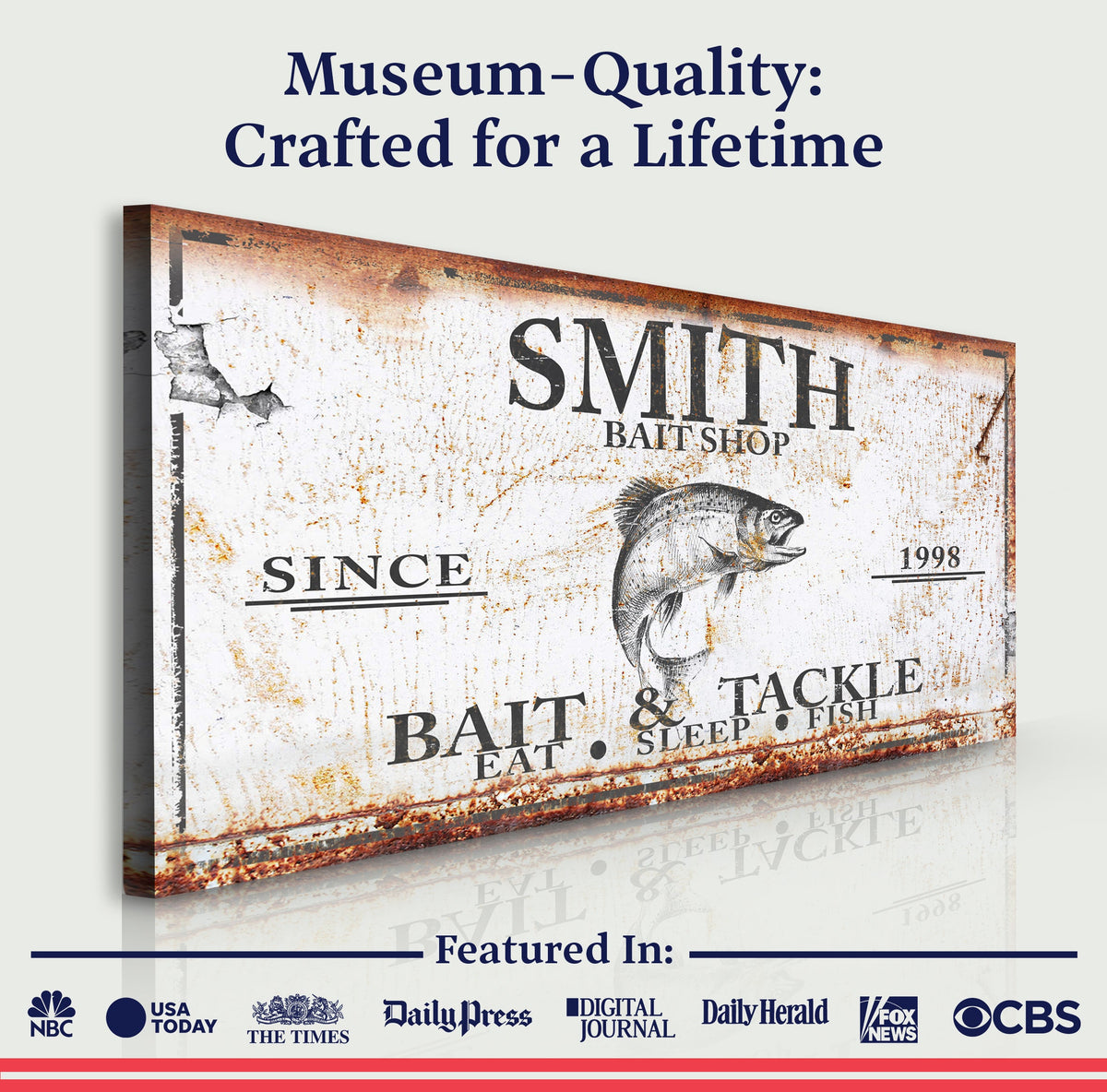 Bait and Tackle Sign canvas print, rustic edges Tailored Canvases on Tampa Home & Garden Store