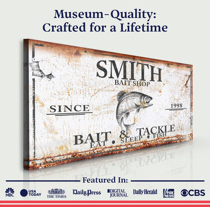 Bait and Tackle Sign canvas print, rustic edges Tailored Canvases on Tampa Home & Garden Store