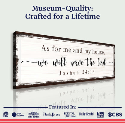 Canvas sign Joshua 24:15 we will serve the Lord in script on a distressed frame on Tampa Home & Garden Store