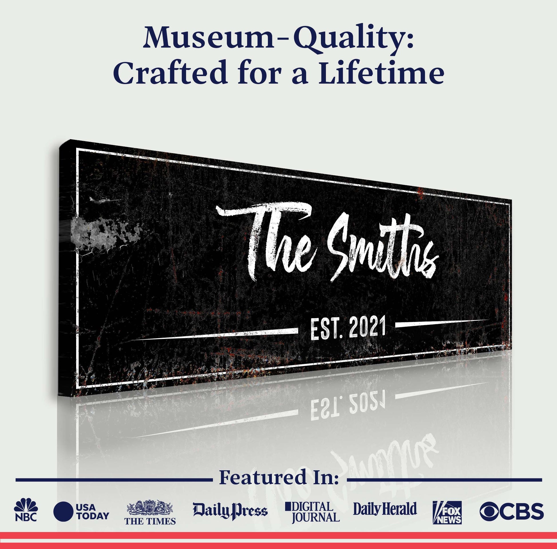 Family Rustic Sign II canvas with black chalkboard panel and white script text Tailored Canvases on Tampa Home & Garden Store