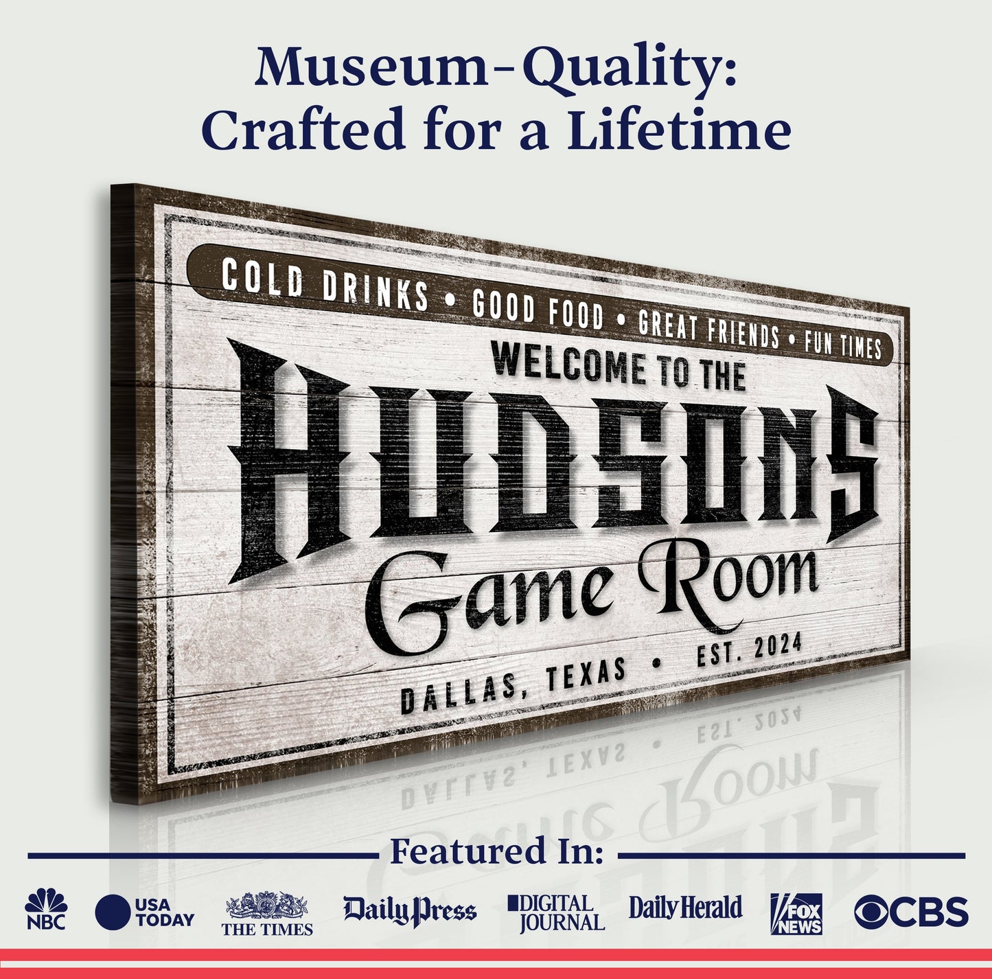 Personalized Game Room Sign IV canvas by Tailored Canvases with rustic look Houston Game Room on Tampa Home & Garden Store