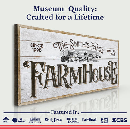 Personalized Farmhouse Sign V canvas by Tailored Canvases, rustic vintage typography on Tampa Home & Garden Store