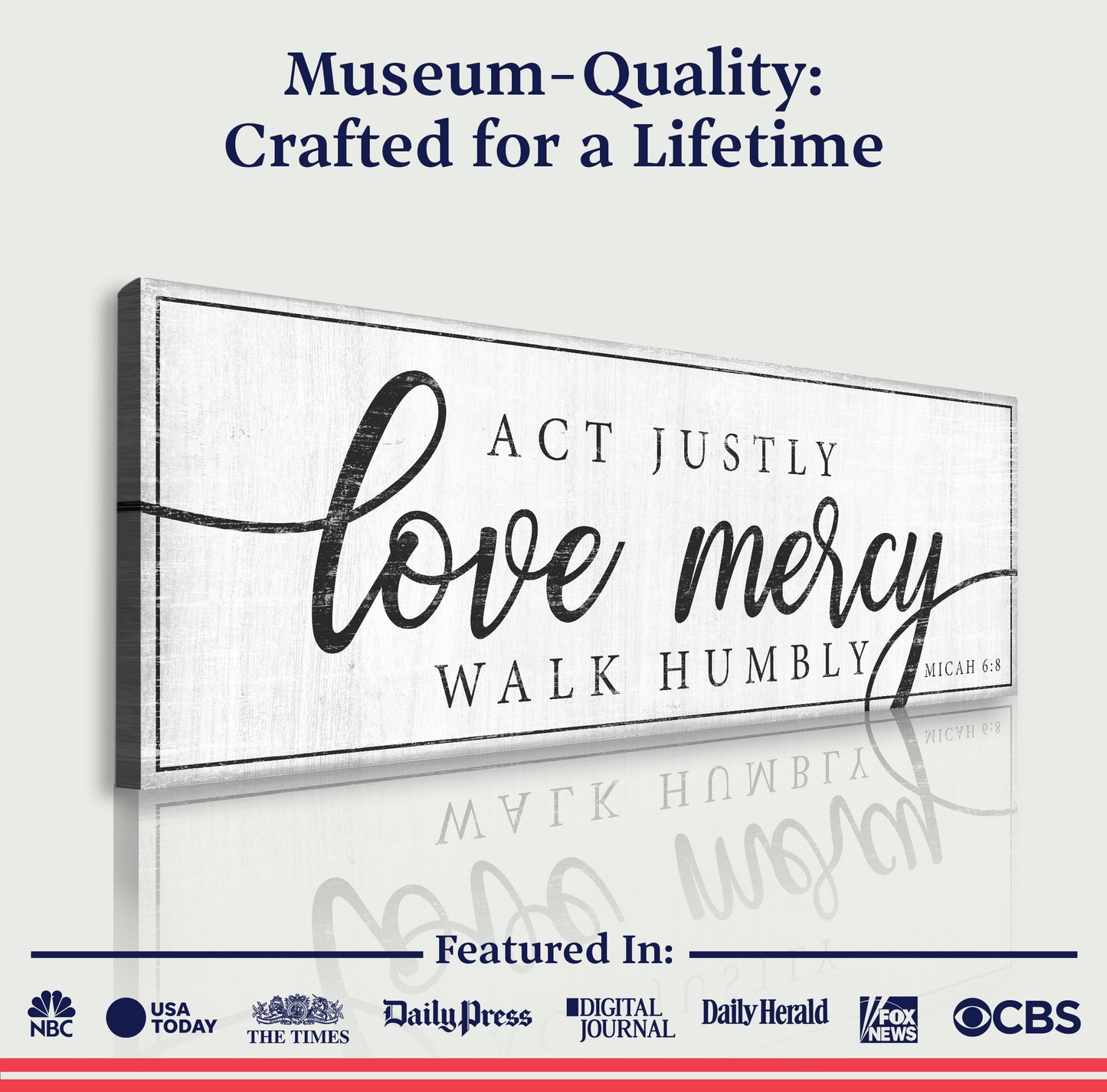 Canvas sign Act Justly Love Mercy Walk Humbly Faith Sign IV by Tailored Canvases on Tampa Home & Garden Store