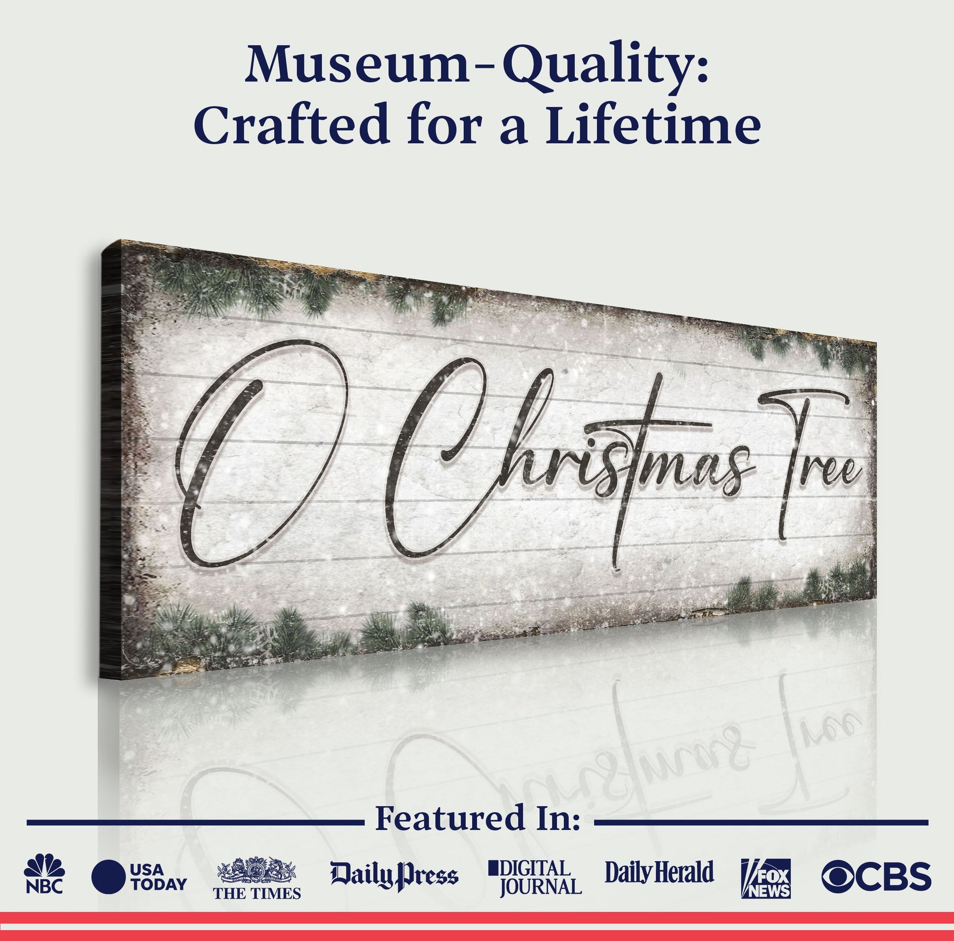 Canvas sign O Christmas Tree wood Christmas Sign by Tailored Canvases, rustic whitewashed wood on Tampa Home & Garden Store